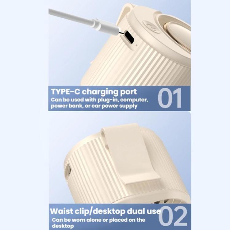 Hochgeschwindigkeits-Taillengebundener Ventilator Tragbarer Clip-on USB Mini Ventilator (Weiß) | Karnz