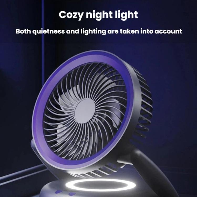 Faltbarer Luftzirkulatorventilator mit Batterieanzeige Haushalts-Desktop- und Wandventilator mit LED-Licht (Grau Lila) | Karnz