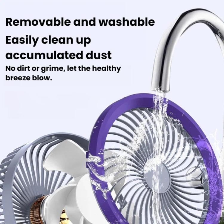 Faltbarer Luftzirkulatorventilator mit Batterieanzeige Haushalts-Desktop- und Wandventilator mit LED-Licht (Grau Lila) | Karnz
