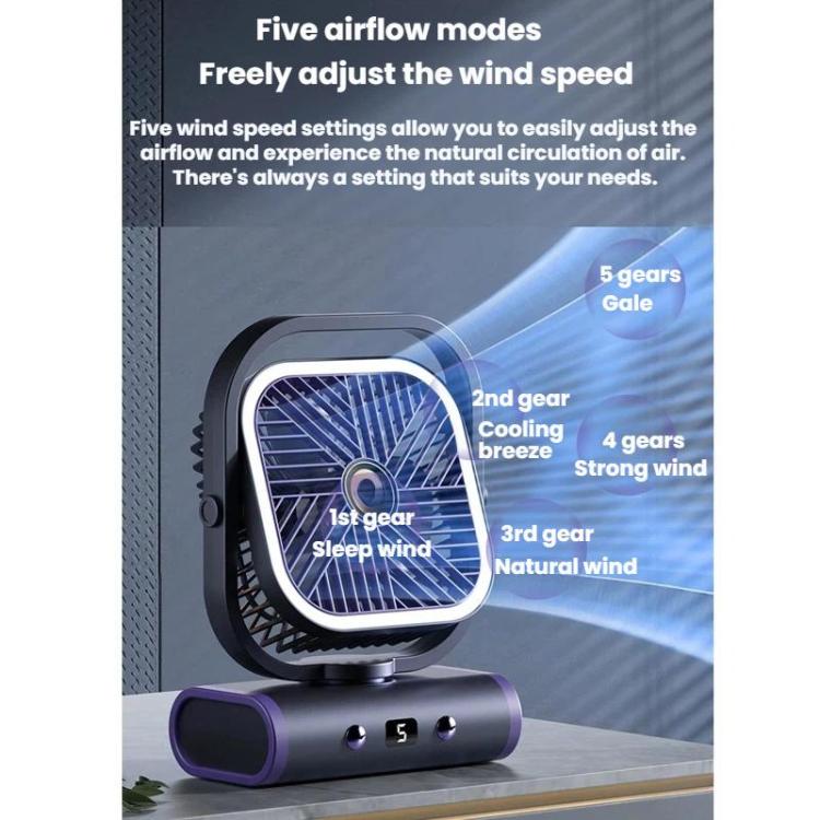 Desktop Mini Büro Stiller USB Wandventilator, Farbe: Grau Wiederaufladbar 1200mAh | Karnz