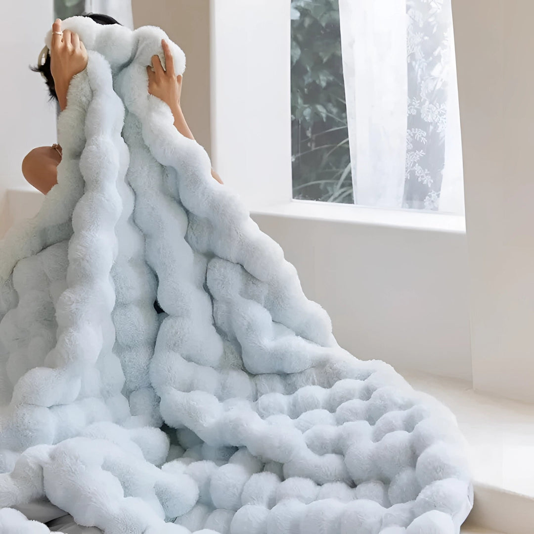 Bettbezug aus grob gestricktem Kunstfell