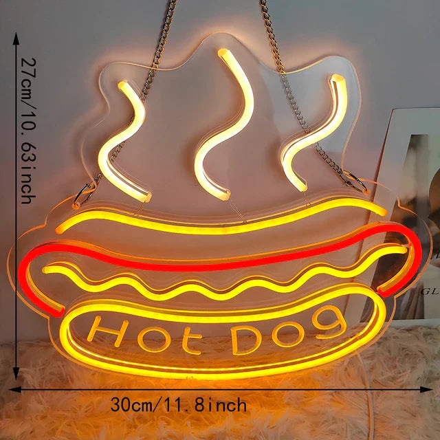 Neon Fast Food Schild – Leuchtendes Tacos Design, LED Nachtlicht für Restaurants und Küchen | Karnz
