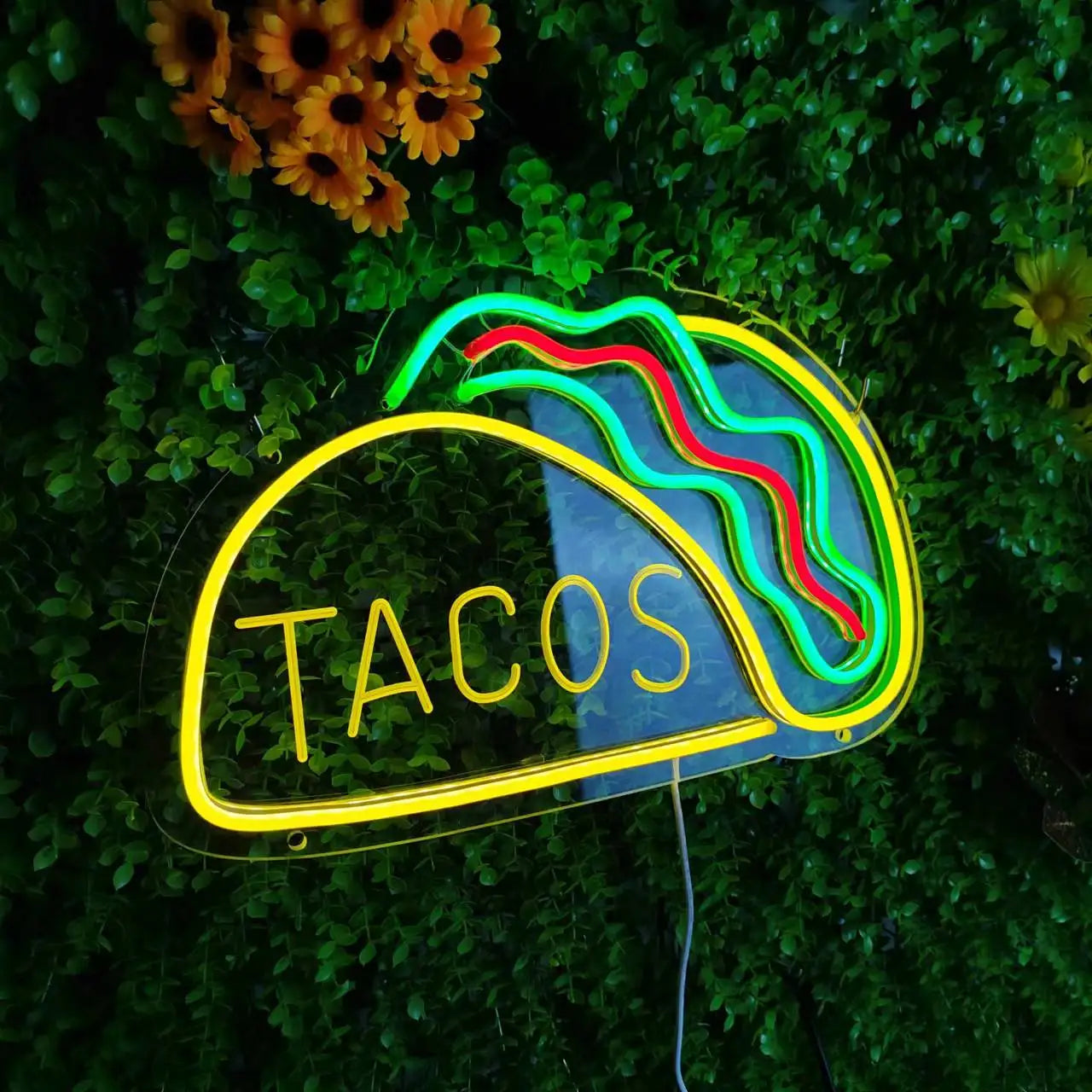 Neon Fast Food Schild – Leuchtendes Tacos Design, LED Nachtlicht für Restaurants und Küchen | Karnz