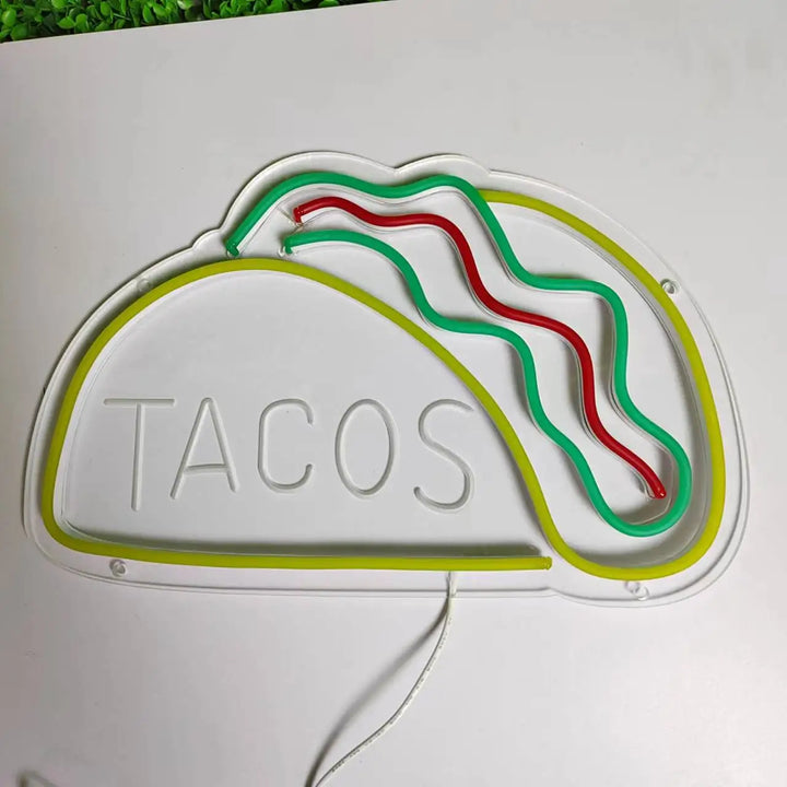 Neon Fast Food Schild – Leuchtendes Tacos Design, LED Nachtlicht für Restaurants und Küchen | Karnz
