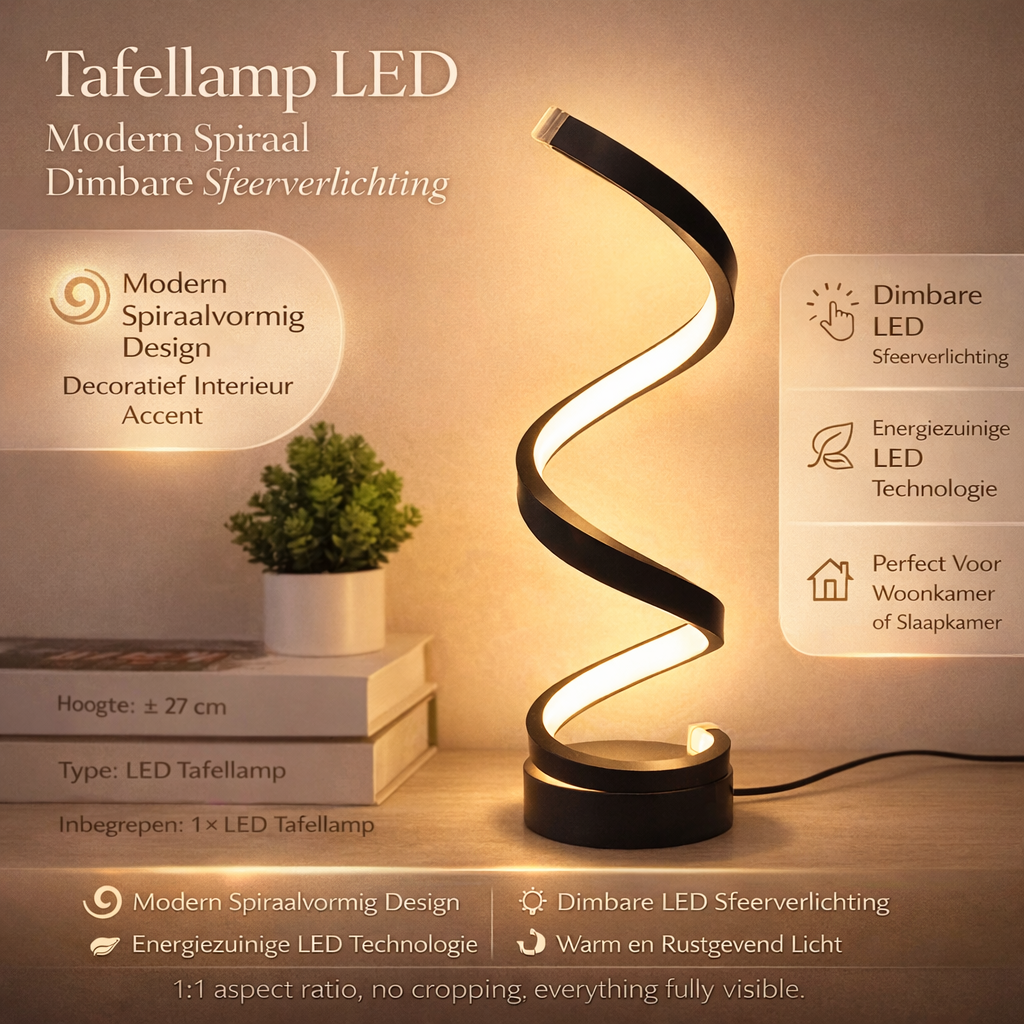 SpiralLight LED Tischlampe mit dimmbarem Licht und Touch-Steuerung | Karnz