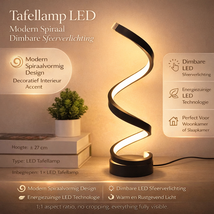 SpiralLight LED Tischlampe mit dimmbarem Licht und Touch-Steuerung | Karnz