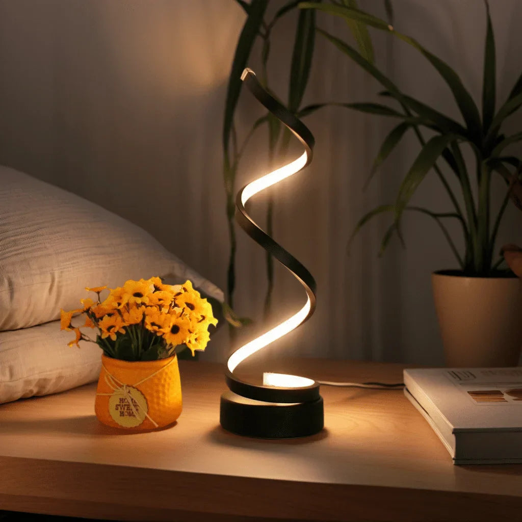 SpiralLight LED Tischlampe mit dimmbarem Licht und Touch-Steuerung | Karnz