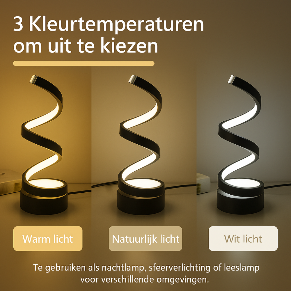 SpiralLight LED Tischlampe mit dimmbarem Licht und Touch-Steuerung | Karnz