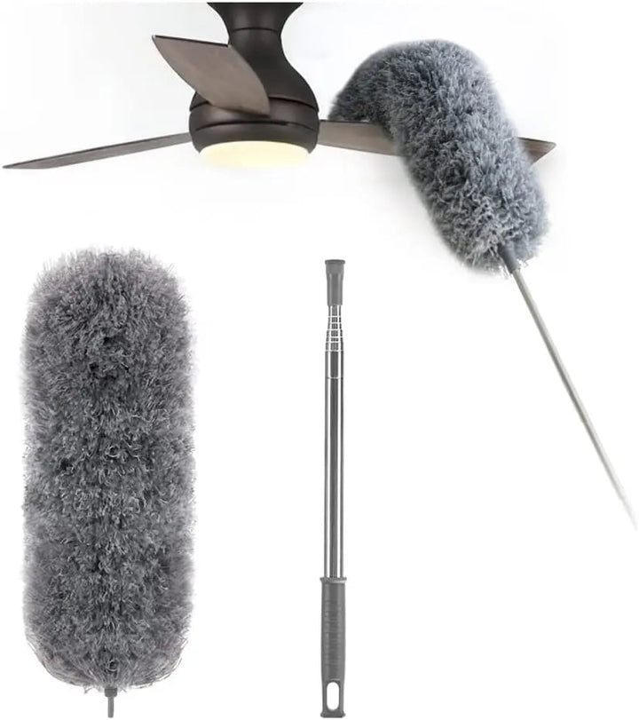 Teleskopischer Staubwedel mit extra langem Mikrofaserkopf (3 kostenlose Ersatzreinigungs Köpfe)
