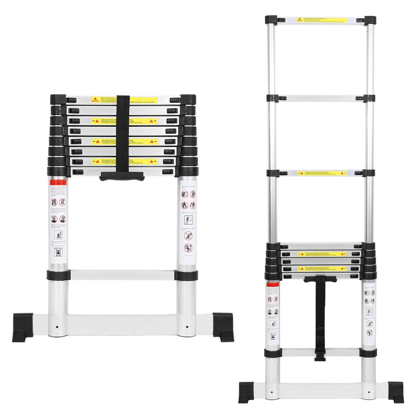 Teleskopleiter Aluminium Belastbarkeit bis zu 150kg 2.6m-5m mit Stabilisator | Karnz