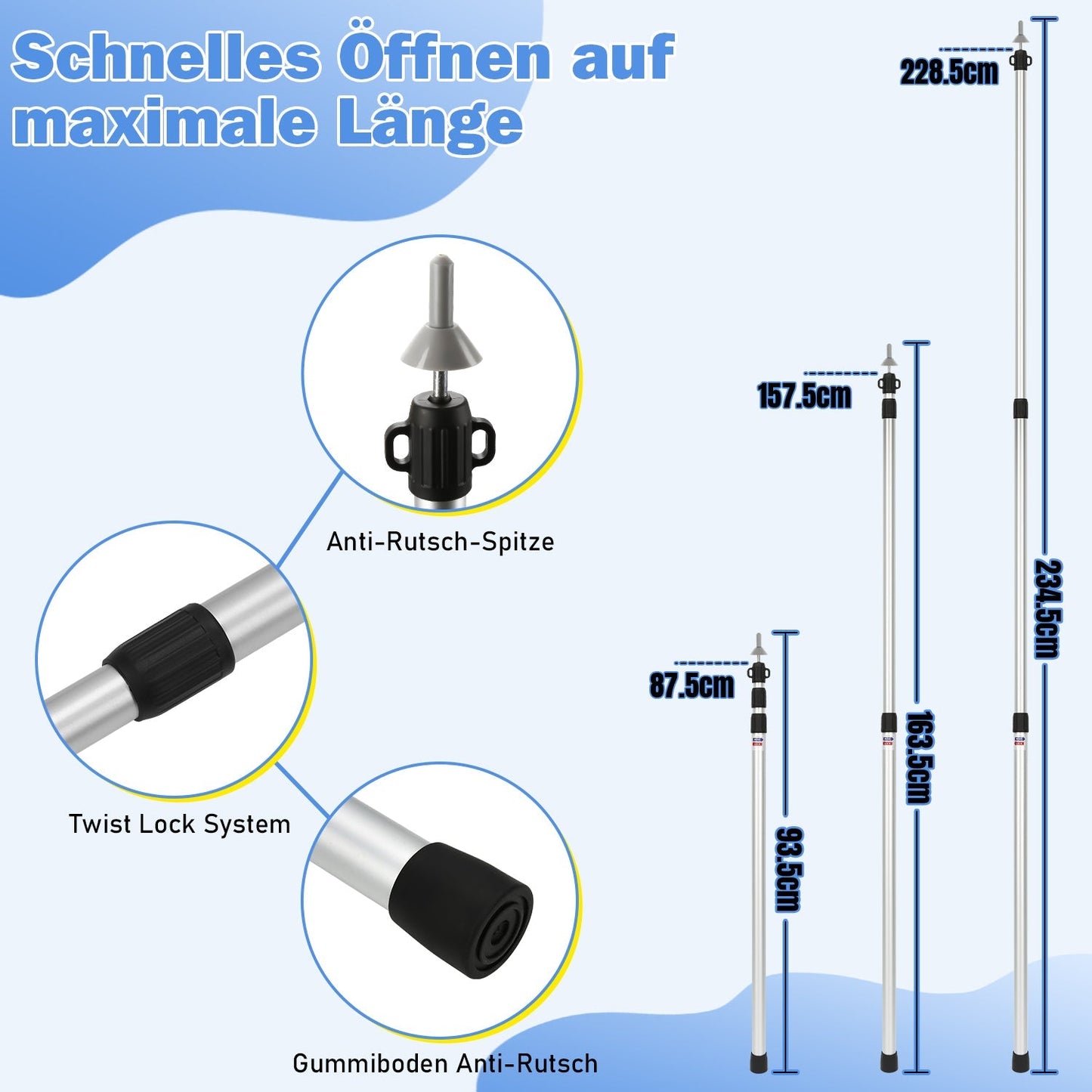 Teleskopstange für Zelte Verstellbare Aluminium | Karnz