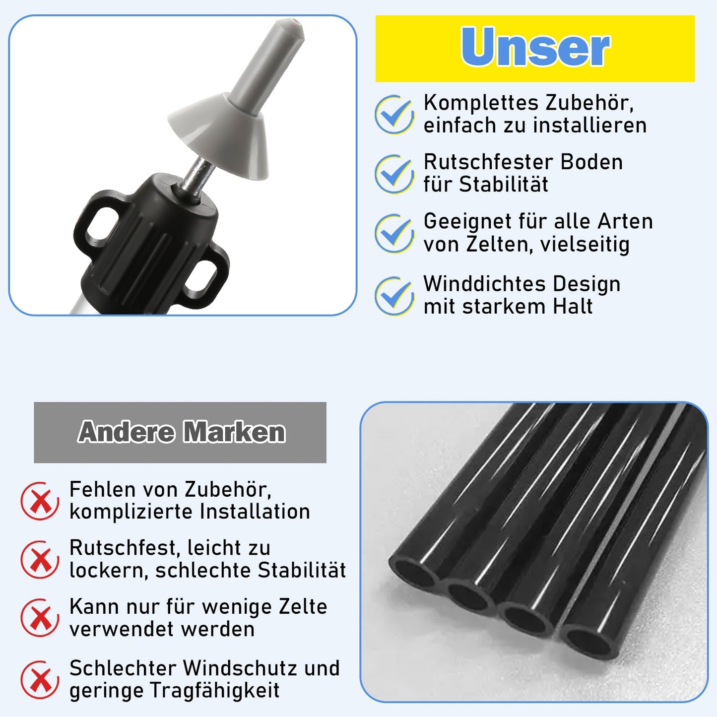Teleskopstange für Zelte Verstellbare Aluminium | Karnz