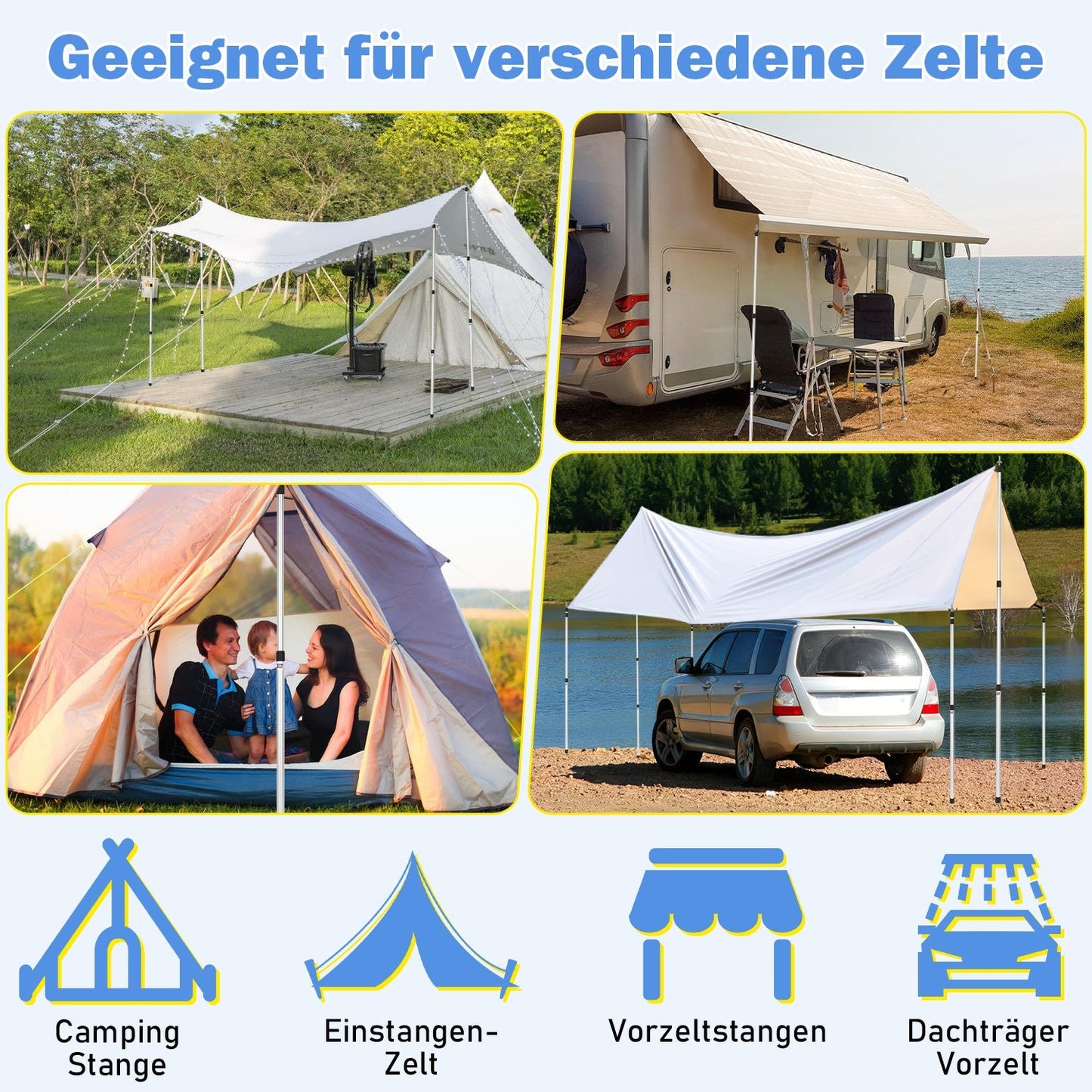 Teleskopstange für Zelte Verstellbare Aluminium | Karnz