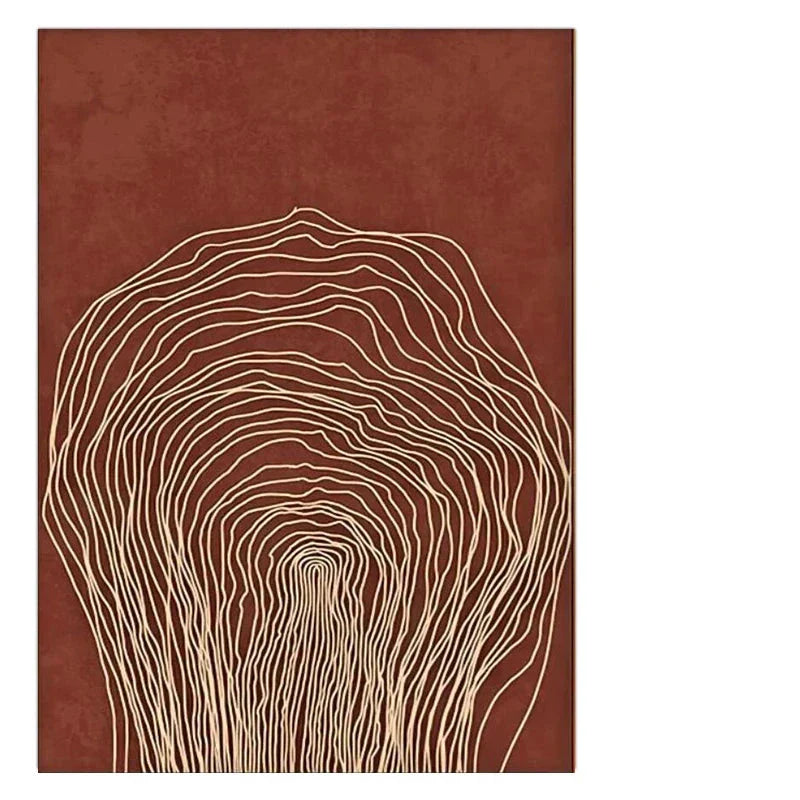 Terracotta Contours Abstract Minimalistische Ästhetik Wandkunst Fine Art Leinwanddrucke für modernes Apartment Wohnraum Foyer Home Office Dekor