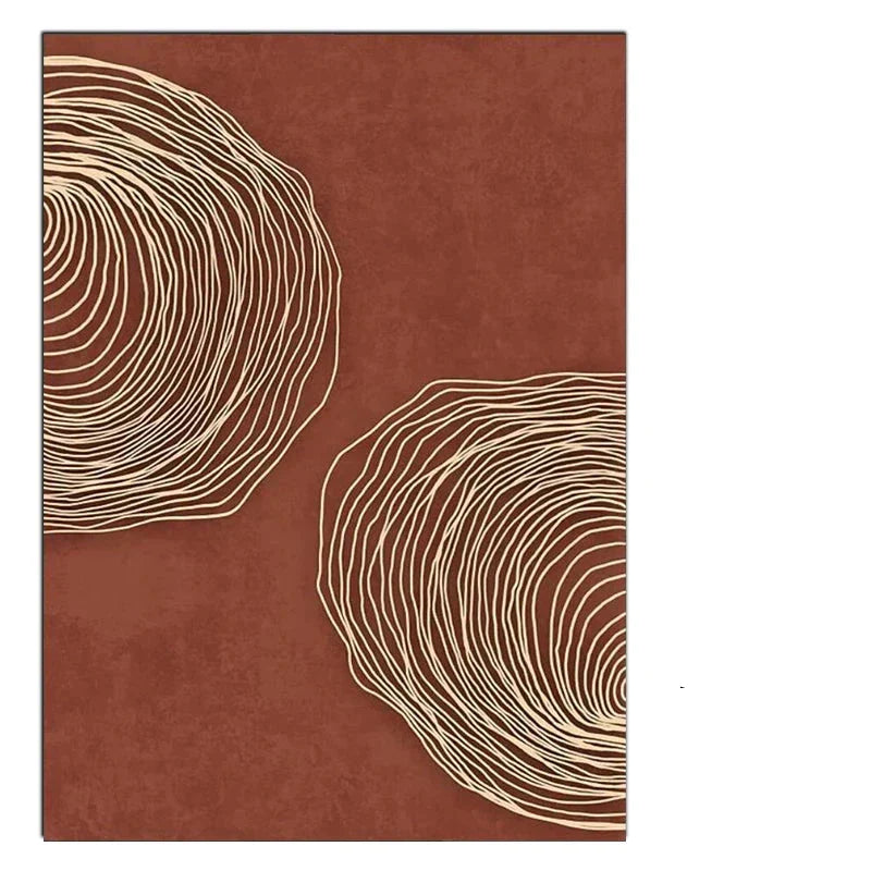 Terracotta Contours Abstract Minimalistische Ästhetik Wandkunst Fine Art Leinwanddrucke für modernes Apartment Wohnraum Foyer Home Office Dekor