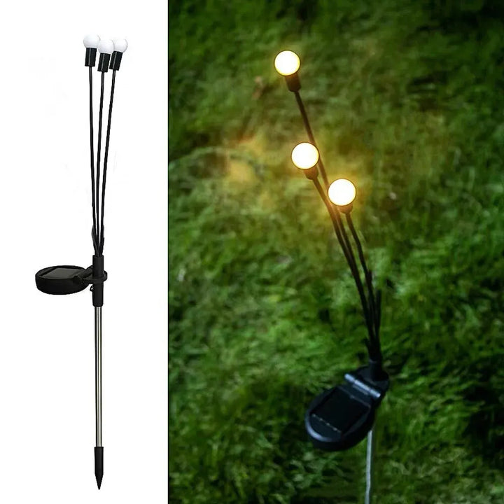 Solarbetriebene Glühwürmchen Gartenleuchte - Dreiköpfige LED Lampe für Außen | Karnz