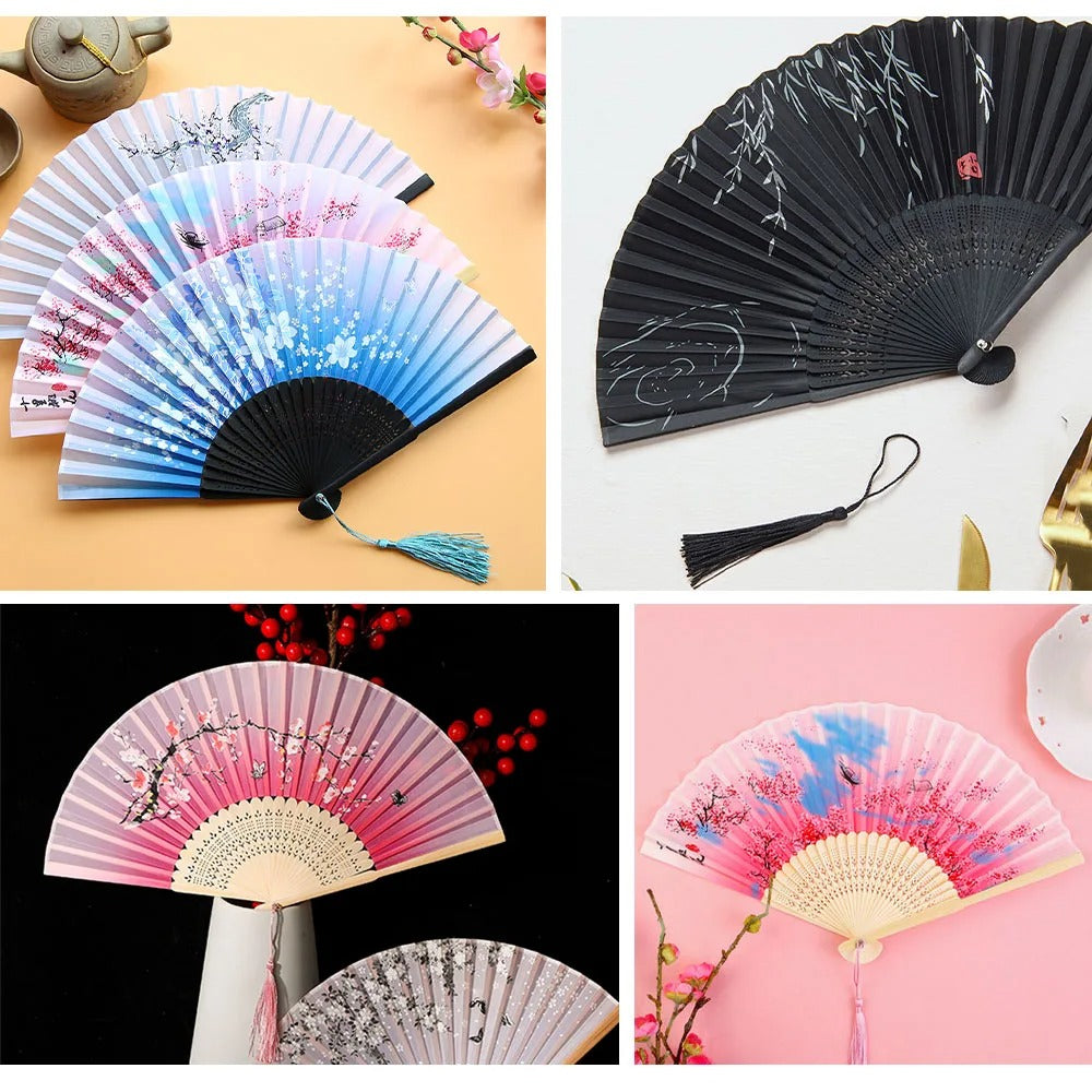 Traditioneller japanischer Stil Blumiger Handfächer | Karnz