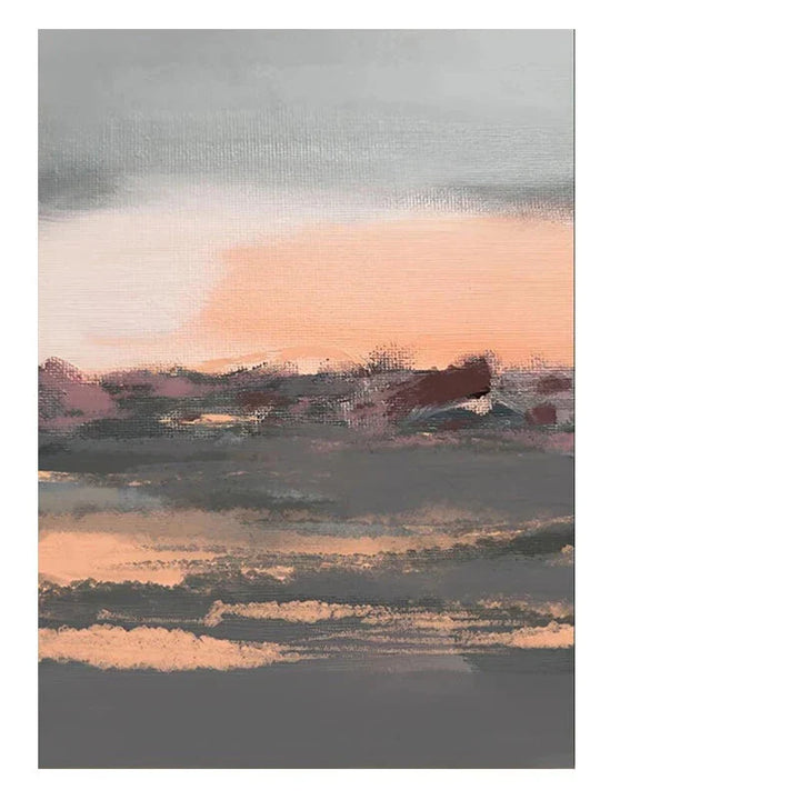 Beruhigendes Pfirsichgrau Abstrakte Landschaft Leinwanddruck Wandkunst Für Das Wohnzimmer - Moderne Wandkunst Für Zeitgenössische Interieurs