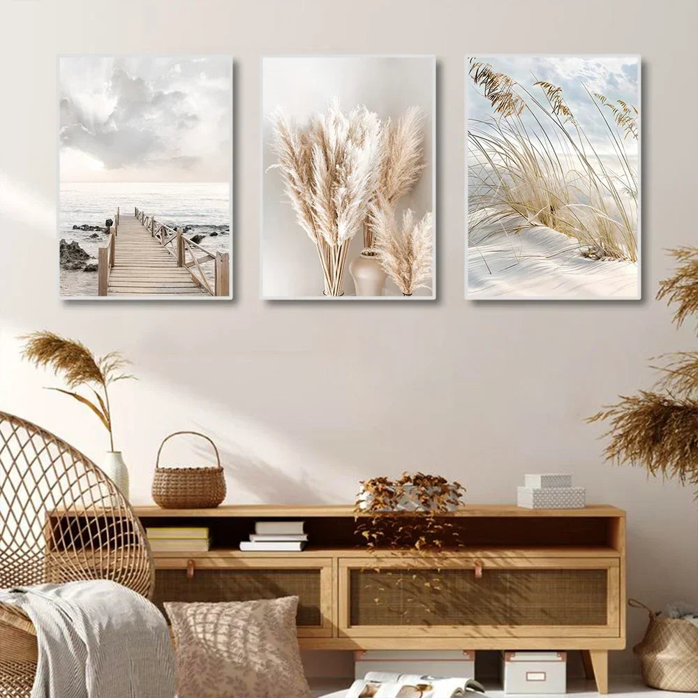 Ruhige Seegras Strand Küstenlandschaft Wandkunst Feine Kunstleinwand Drucke Skandinavische Bilder Der Ruhe Für Inspirierende Wohnzimmerdekoration