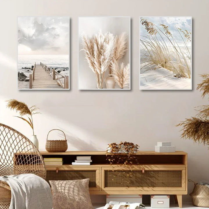 Ruhige Seegras Strand Küstenlandschaft Wandkunst Feine Kunstleinwand Drucke Skandinavische Bilder Der Ruhe Für Inspirierende Wohnzimmerdekoration