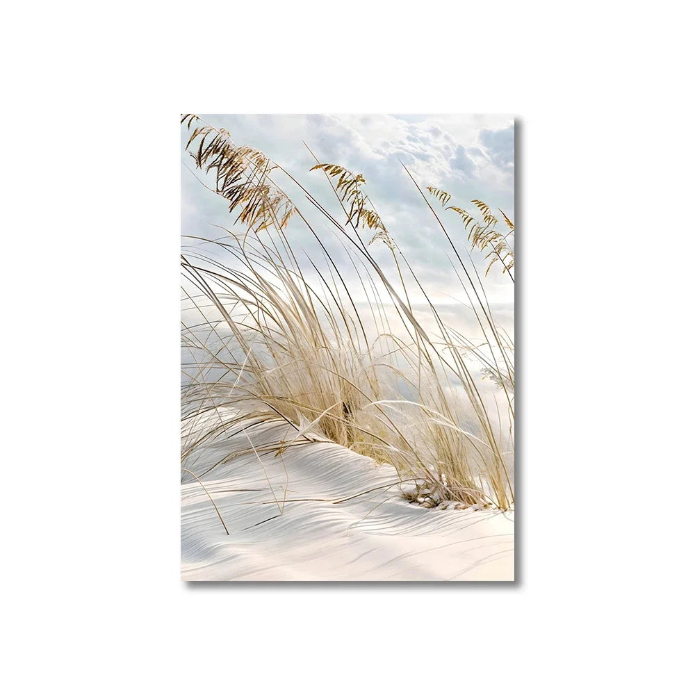 Ruhige Seegras Strand Küstenlandschaft Wandkunst Feine Kunstleinwand Drucke Skandinavische Bilder Der Ruhe Für Inspirierende Wohnzimmerdekoration