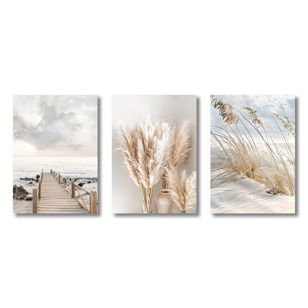 Ruhige Seegras Strand Küstenlandschaft Wandkunst Feine Kunstleinwand Drucke Skandinavische Bilder Der Ruhe Für Inspirierende Wohnzimmerdekoration