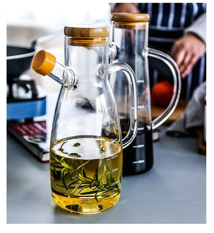 Transparentes Glasölflasche mit Griff | Karnz