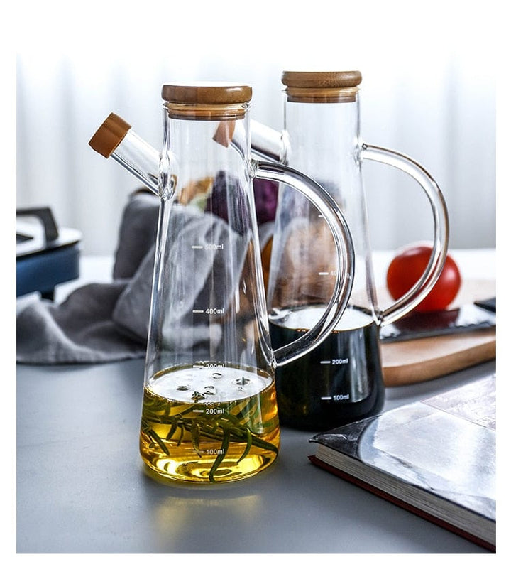 Transparentes Glasölflasche mit Griff | Karnz