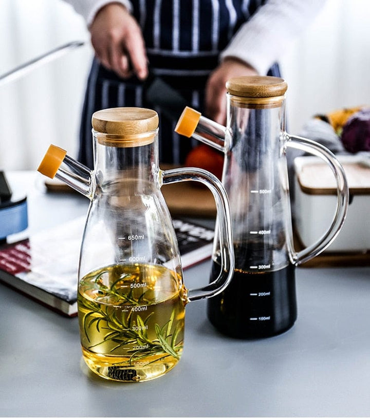 Transparentes Glasölflasche mit Griff | Karnz