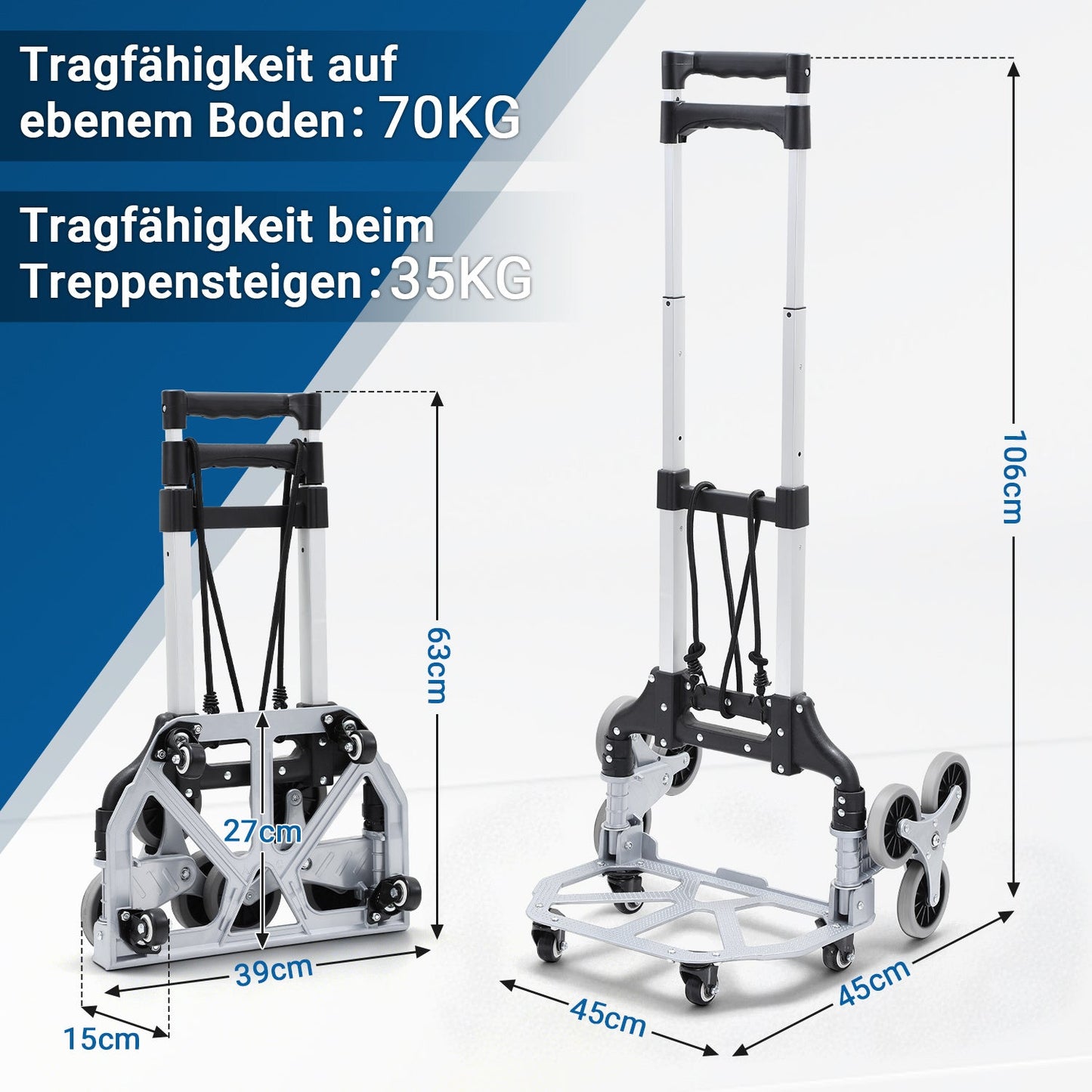 Treppensteiger Sackkarre Klappbar Treppenhandwagen bis 75kg | Karnz