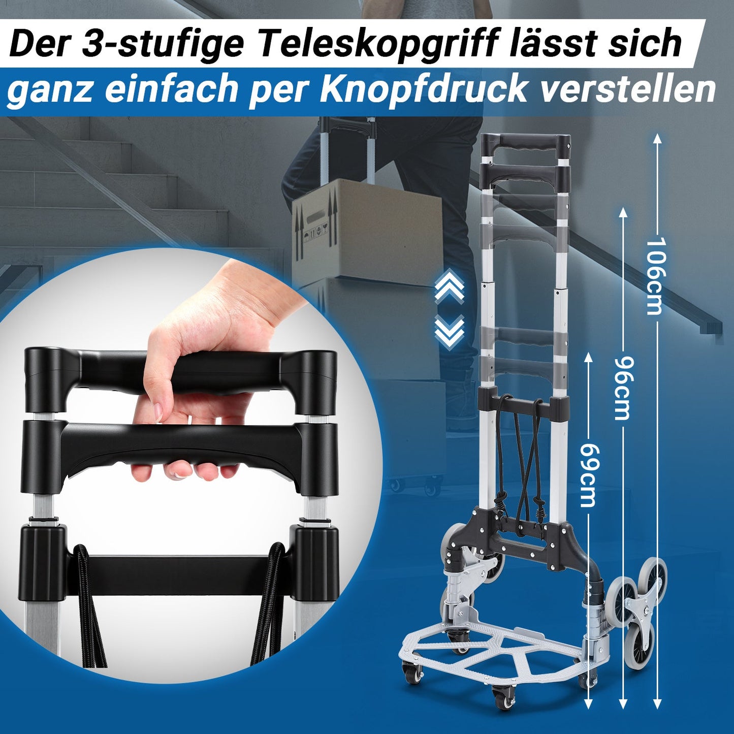 Treppensteiger Sackkarre Klappbar Treppenhandwagen bis 75kg | Karnz