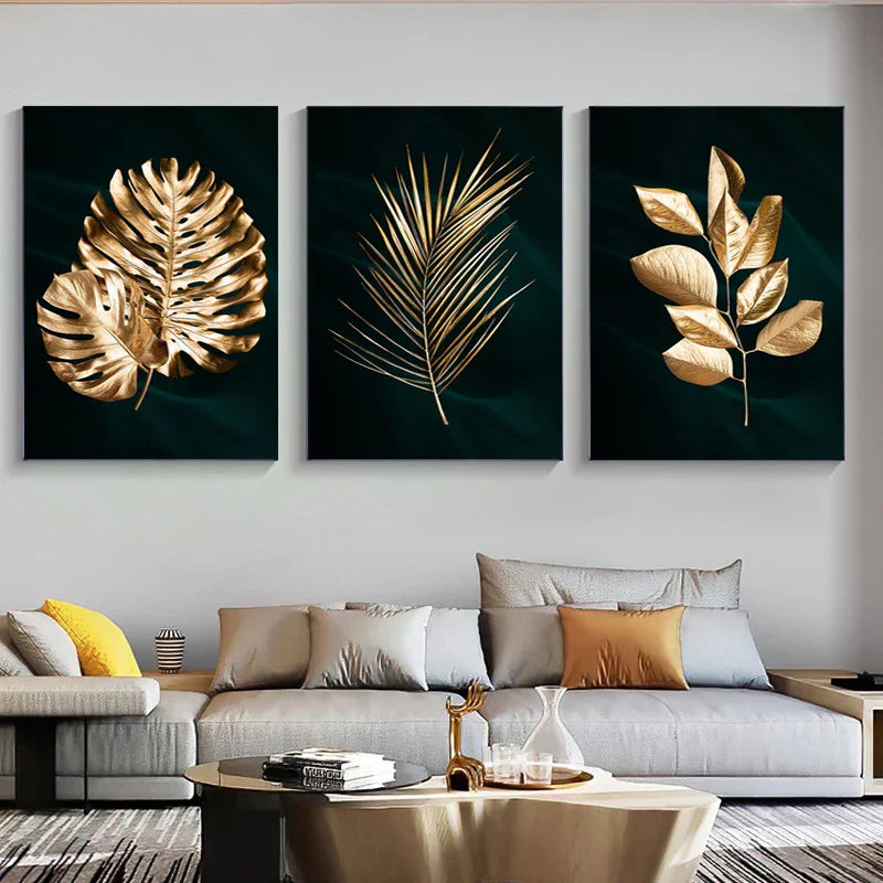 Tropische Botanik Exotische Goldene Palmblätter Wandkunst Fine Art Leinwanddrucke Bilder Für Wohnzimmer Esszimmer Nordic Wohnkultur