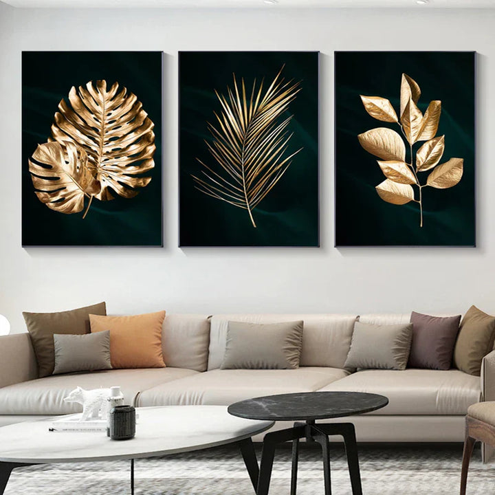 Tropische Botanik Exotische Goldene Palmblätter Wandkunst Fine Art Leinwanddrucke Bilder Für Wohnzimmer Esszimmer Nordic Wohnkultur