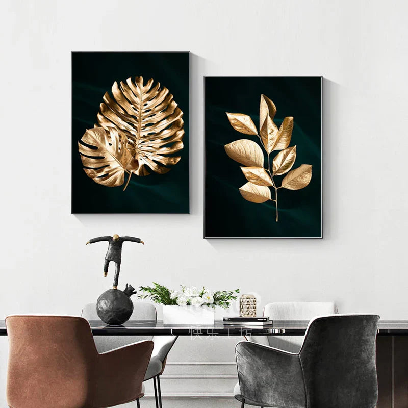 Tropische Botanik Exotische Goldene Palmblätter Wandkunst Fine Art Leinwanddrucke Bilder Für Wohnzimmer Esszimmer Nordic Wohnkultur