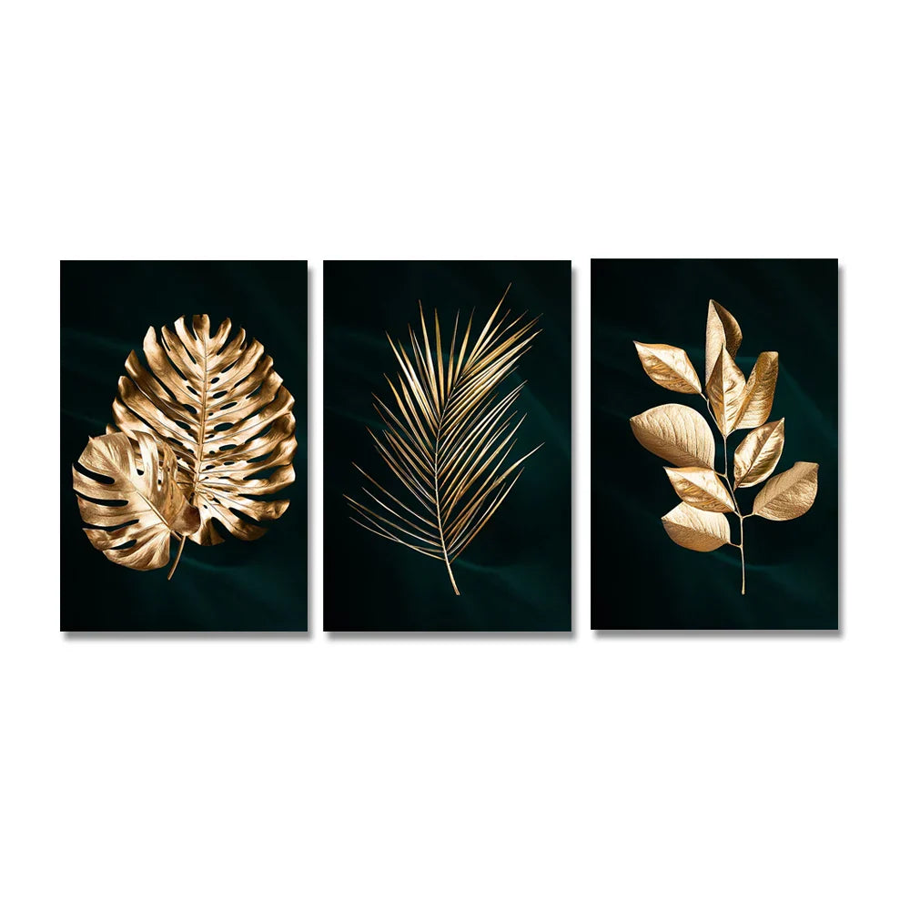 Tropische Botanik Exotische Goldene Palmblätter Wandkunst Fine Art Leinwanddrucke Bilder Für Wohnzimmer Esszimmer Nordic Wohnkultur