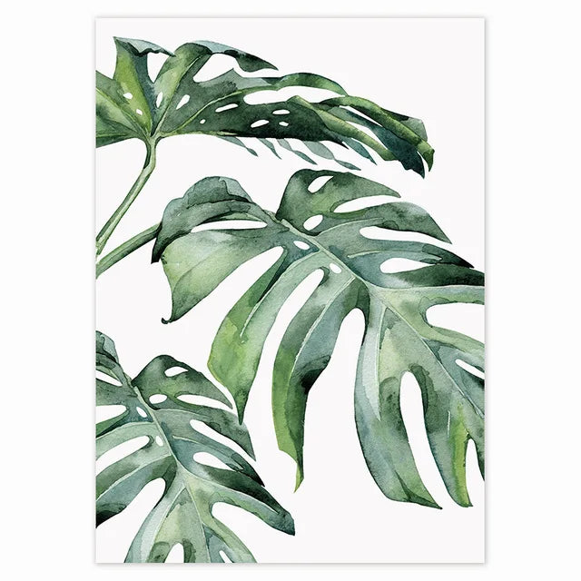 Tropische grüne Blätter Monstera-Farn-Palme Wandkunst feine Kunst Leinwanddruck Aquarellplakate Bilder für das Wohnzimmer nordische Wohnkultur