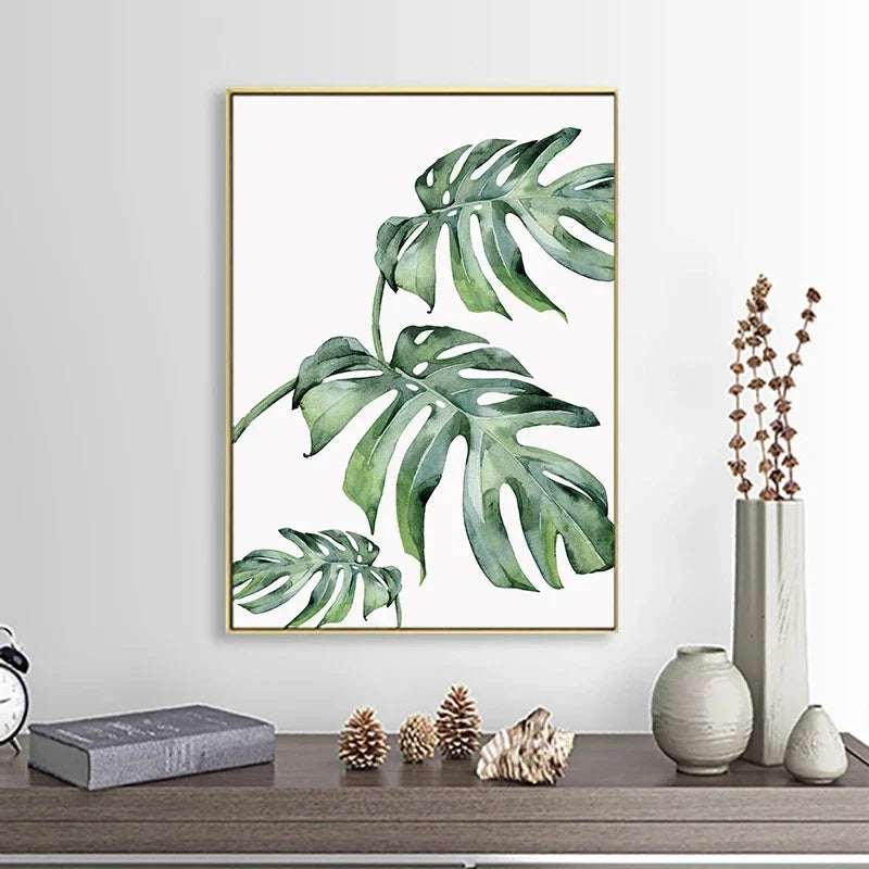 Tropische grüne Blätter Monstera-Farn-Palme Wandkunst feine Kunst Leinwanddruck Aquarellplakate Bilder für das Wohnzimmer nordische Wohnkultur