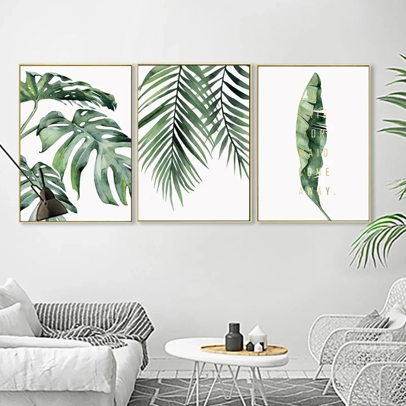 Tropische grüne Blätter Monstera-Farn-Palme Wandkunst feine Kunst Leinwanddruck Aquarellplakate Bilder für das Wohnzimmer nordische Wohnkultur