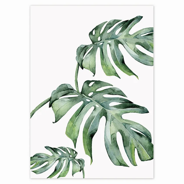 Tropische grüne Blätter Monstera-Farn-Palme Wandkunst feine Kunst Leinwanddruck Aquarellplakate Bilder für das Wohnzimmer nordische Wohnkultur