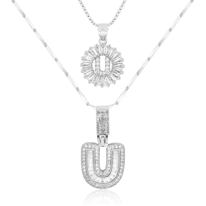 Karnz | 2pc 14k Diamant Buchstaben Initialen Halsketten