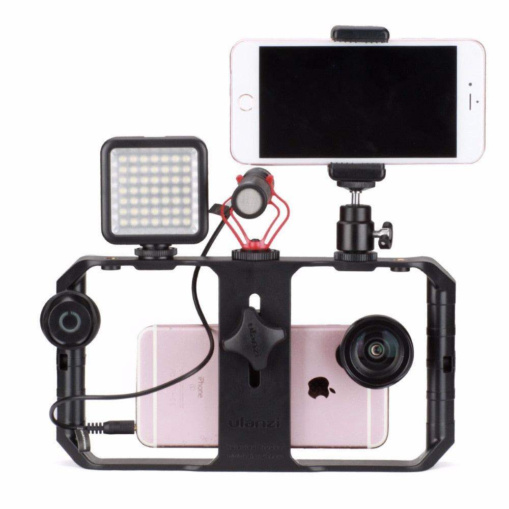 VideoGrip Smartphone-Stabilisator – Professioneller Filmkäfig mit Blitzschuhhalterungen