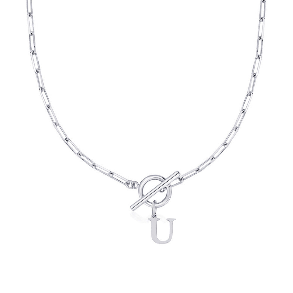 Karnz | Paperclip Buchstaben Initial Kreis Schloss Halskette
