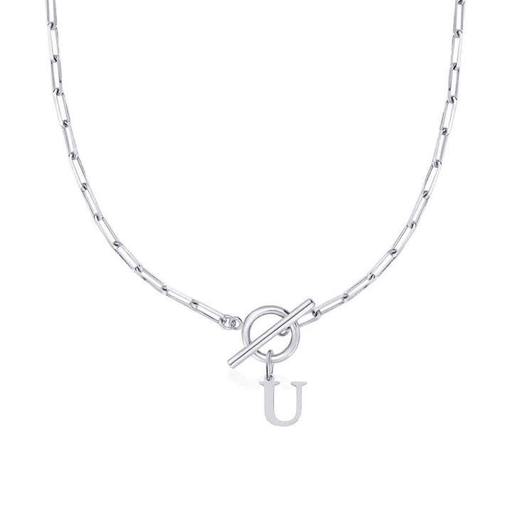 Karnz | Paperclip Buchstaben Initial Kreis Schloss Halskette