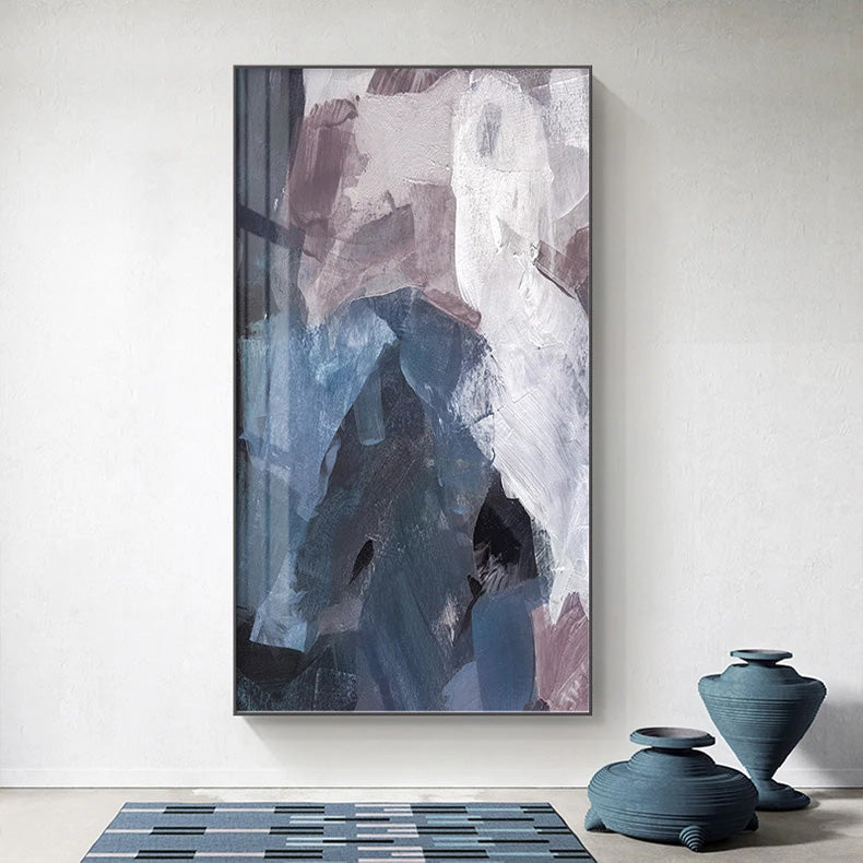 Blau Mauve lila abstrakte Farbblock Wandkunst feine Kunstleinwanddrucke Bilder für luxuriöse Wohnung Wohnzimmer Esszimmer Eingang Empfang Foyer Dekor | Karnz