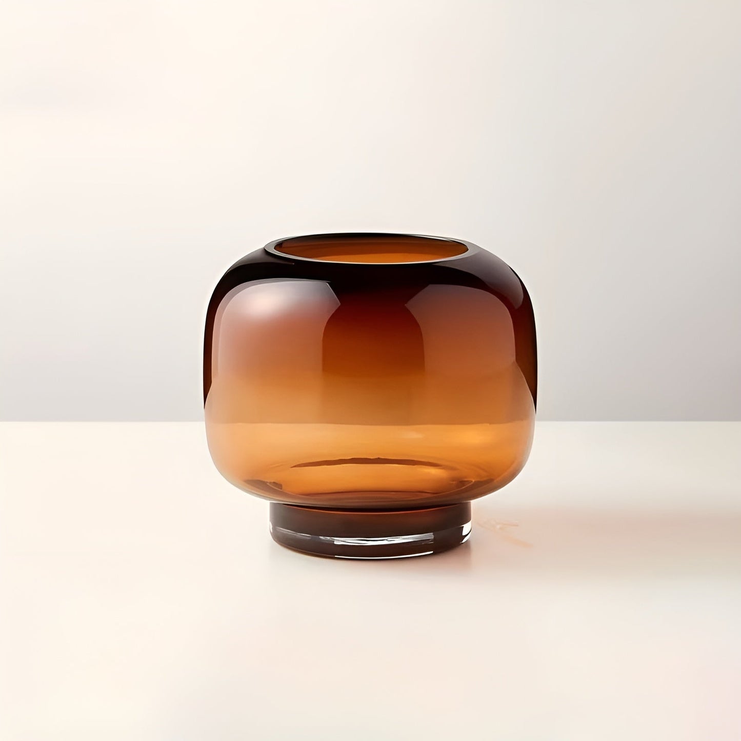 Handvase aus Glas von Karnzown – minimalistisch und dekorativ | Transparenter Innenraum für Blumen, Hydrokultur und moderne Pflanzen in Bernstein