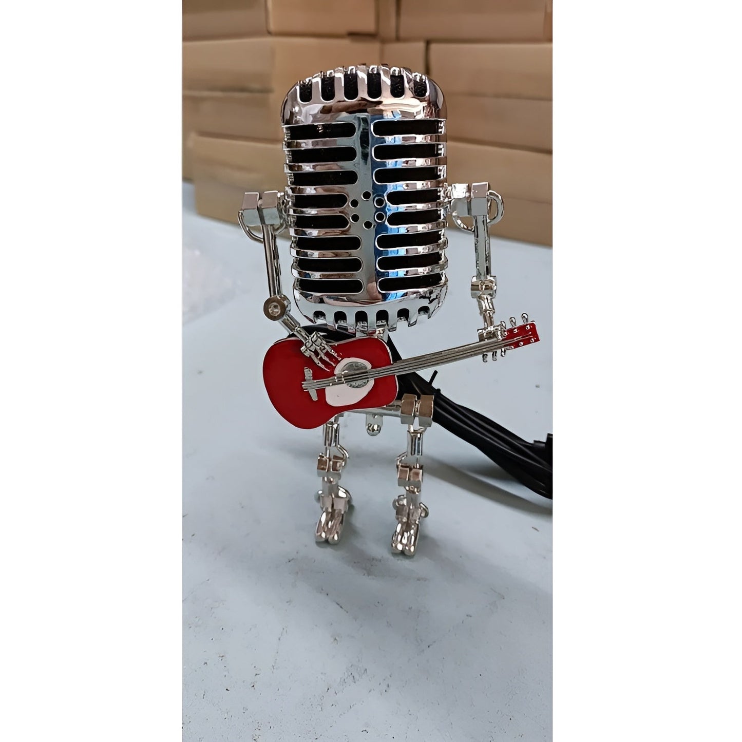 Robot Tischlampe mit Gitarre – LED-Deko im Vintage-Stil für den Schreibtisch | Karnz