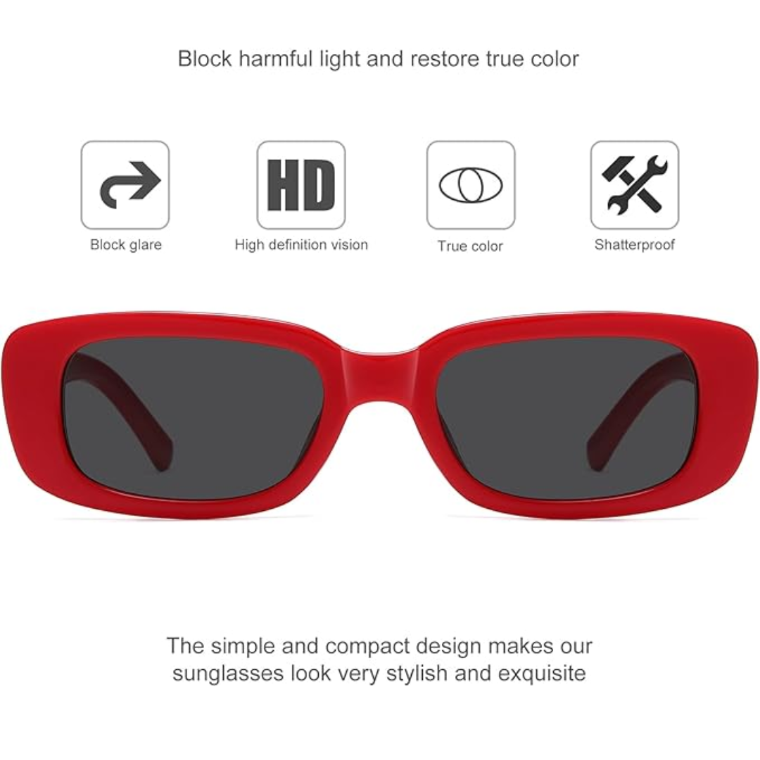 Retro rechteckige Y2K Sonnenbrille - Aria | Karnz