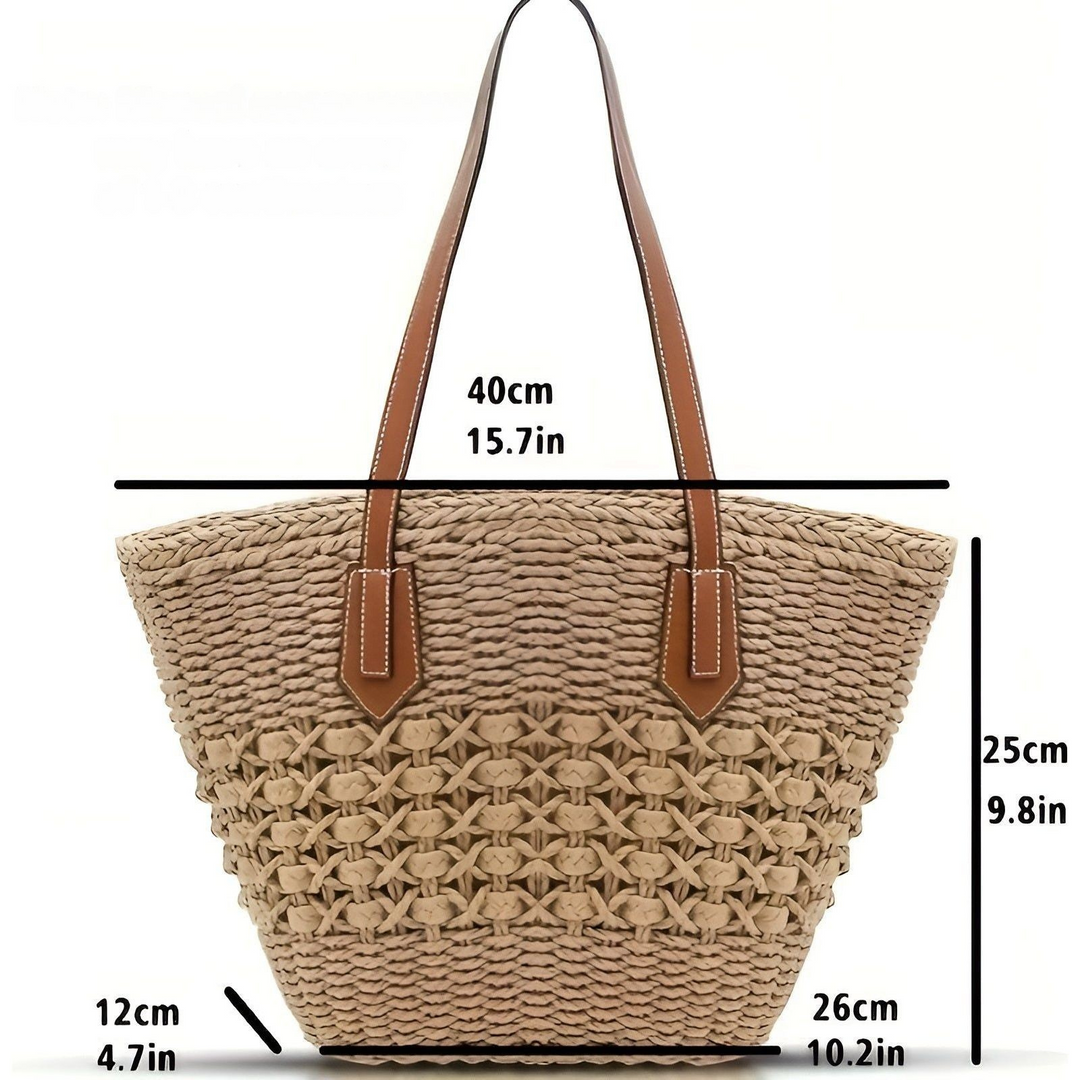 Strandtasche aus Stroh – Großes Fassungsvermögen & leicht | Ideal zum Shoppen und für den Urlaub