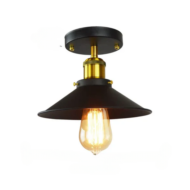 Vintage Deckenlampe im Industriestil, Retro Deckenleuchte mit Edison Glühbirne, LED-kompatibel | Karnz