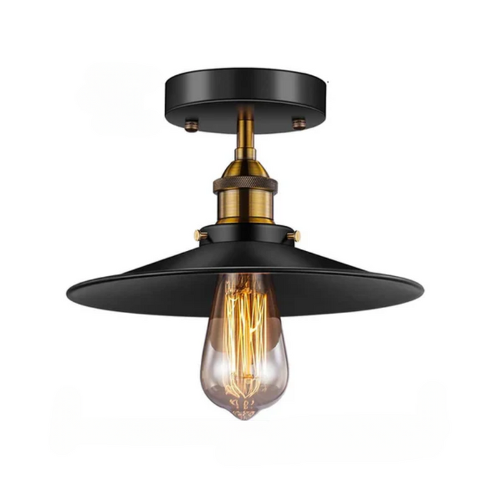 Vintage Deckenlampe im Industriestil, Retro Deckenleuchte mit Edison Glühbirne, LED-kompatibel | Karnz
